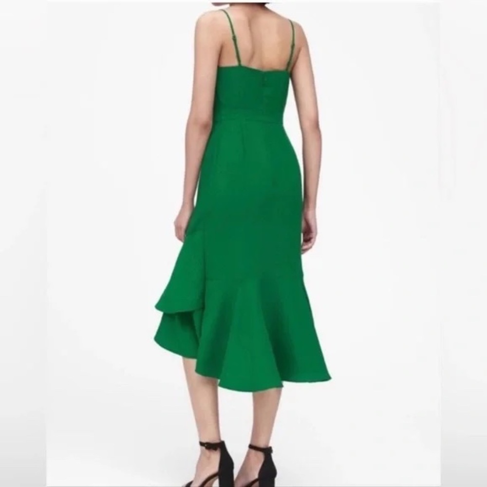 Banana Republic High Low Midi Sheath Dress Size 10 Kelly Green.